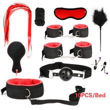 Load image into Gallery viewer, Women Men Porno Sex Handcuffs Nipple Clamps Whip Mouth Gag Sex Mask Anal Plug Bondage Set Sexy Lingerie Toys for Adults