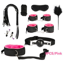 Load image into Gallery viewer, Women Men Porno Sex Handcuffs Nipple Clamps Whip Mouth Gag Sex Mask Anal Plug Bondage Set Sexy Lingerie Toys for Adults